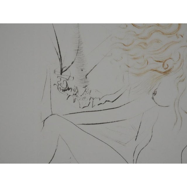 Salvador Dali, Decameron: The Nude Bride of the King of Garbe, 1972, Original Signed Engraving For Sale - Image 6 of 10