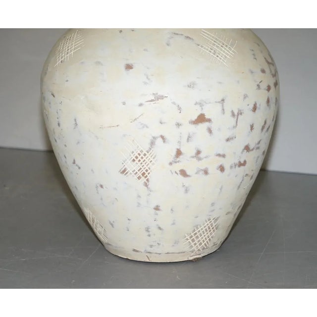 Large Pottery Urn Pots Lamp Tables with Glass Tops, Set of 2 For Sale - Image 17 of 18