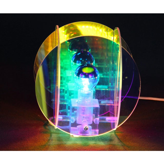 Plastic Angelo Mellia Nova Model Modern Lucite Table Lamp, Iridescence Colors, France For Sale - Image 7 of 12