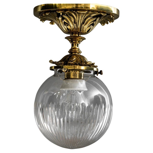 Historistic Brass Ceiling Lamp with Cut Glass Shade, Vienna, 1890s For Sale - Image 13 of 13