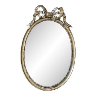 Decorative Crafts Inc Brass Gold Frame Bow Mirror. #2117 MCM Hollywood Regency For Sale