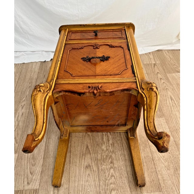 Antique Nightstand Cabinet and Drawer Walnut Hand Carved French Country Style For Sale - Image 11 of 11