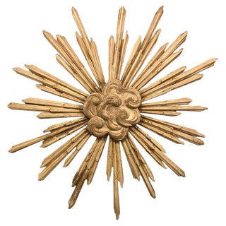 18-19th Century Carved Painted & Decorative Star Burst Carving Wall Decoration For Sale