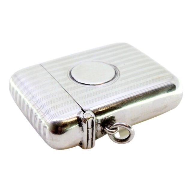 Guilloche Silver Matchbox with Bands For Sale