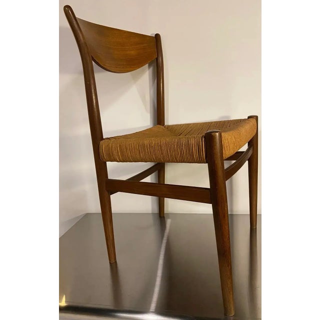 Mid 20th Century Danish Rush and Teak Wood Chair.