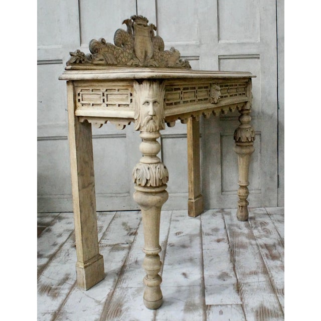 Antique Bleached Oak Green Man Hall Table, 1880s For Sale - Image 8 of 13