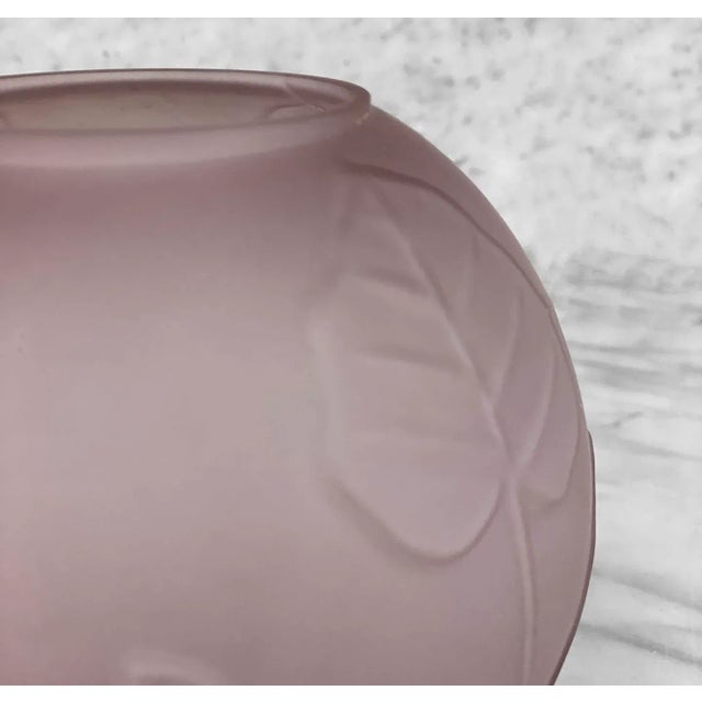 Glass Vintage Art Deco Amethyst Purple Satin Glass Botanical Round Vase For Sale - Image 7 of 10