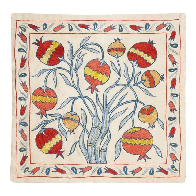 21"x20" Embroidered 100% Silk Cushion Cover. Home Decor. Handmade Pillowcase For Sale