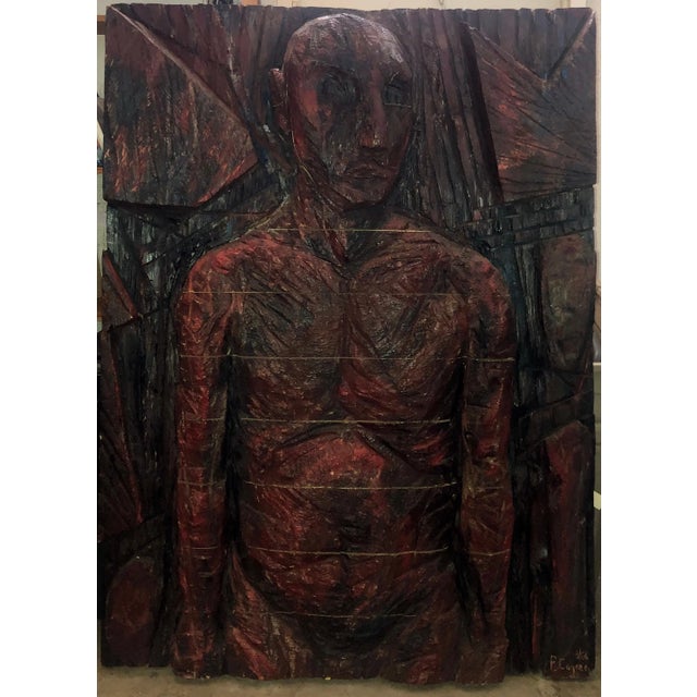 Philippe Cognee, Philippe Cognee Carved Painting Expressionist Wood Relief Sculpture African Art, 1986 For Sale In Miami - Image 6 of 12