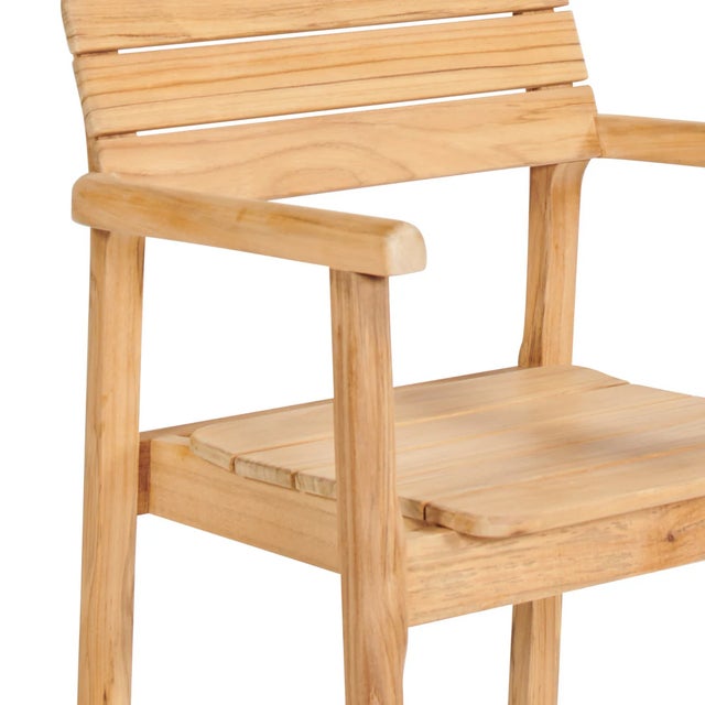 Hi Teak Modern Teak Outdoor Dining Stacking Armchairs - Set of 4 For Sale In Washington DC - Image 6 of 7