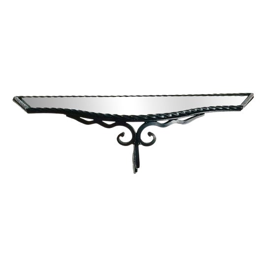 Vintage Wrought Iron and Glass Wall Console, 1960s For Sale