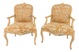 Pair of Faux Carved Bleached Oak Twig Style Armchairs Fireside Lounge Chairs