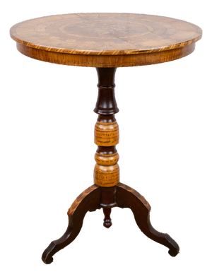 Antique Pedestal Table With Marquetry Top