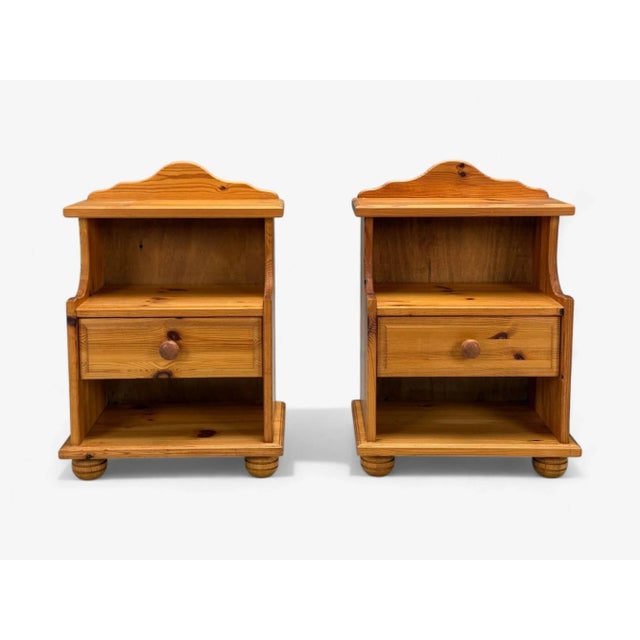 Mid-Century Modern Swedish Modern, Pine, Nightstands, Sweden, 1960s For Sale - Image 3 of 11