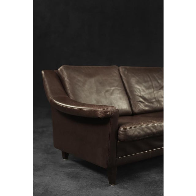 Mid-Century Danish Modern Brown Leather 3-Seater Sofa, 1970s For Sale - Image 9 of 18