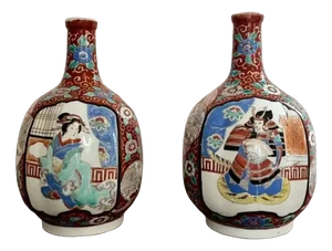 Antique Japanese Imari Shaped Vases, 1900s, Set of 2