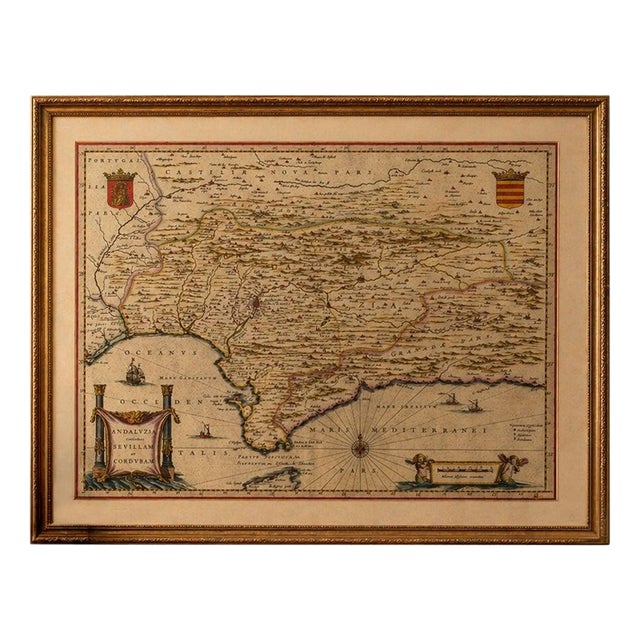 Blaeu Andalusia Map, 1642 For Sale