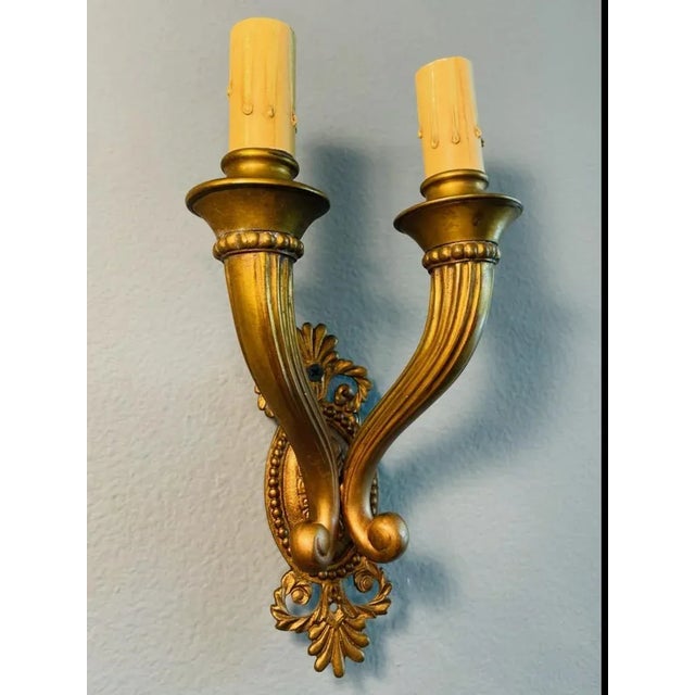 1920s Circa 1920's French Gilt Bronze Wall Sconce - A Pair For Sale - Image 5 of 6