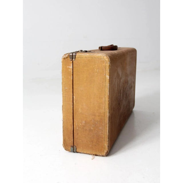 Farmhouse Vintage Striped Suitcase For Sale - Image 3 of 11