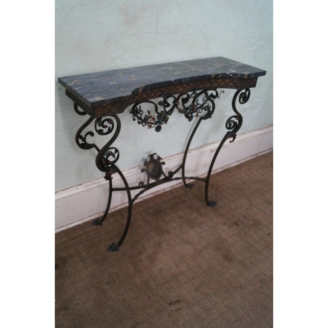 Antique Marble & Cast Iron Console Table & Mirror For Sale In Philadelphia - Image 6 of 10