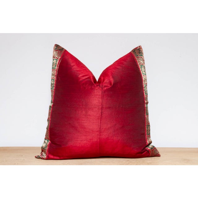 Indian Cherry Festive Silk Euro Pillow Cover For Sale - Image 3 of 7