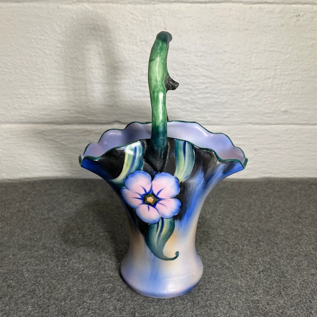 Art Nouveau Early 20th Century Noritake Decorative Ceramic Floral Vase For Sale - Image 3 of 9