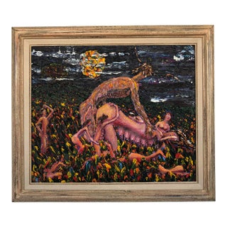 Vintage Heavily Impasto Painting by Mark Hunt For Sale