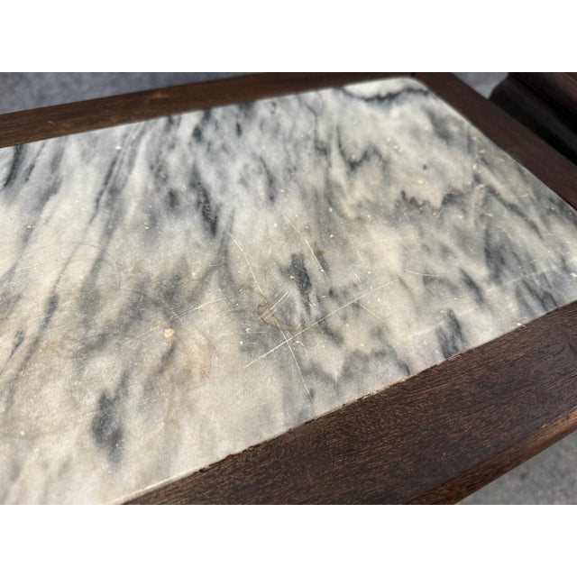 Brown Late 20th Century Pair of Marble Top Tables/Stools For Sale - Image 8 of 9