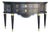 Vintage Hollywood Regency Demi-Lune Server in Ebonized Wood With Brass Accents For Sale
