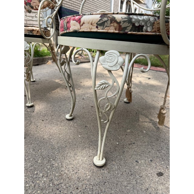 Woodard Chantilly Rose 1960s Wrought Iron Patio Set, 3 Pieces For Sale - Image 10 of 12