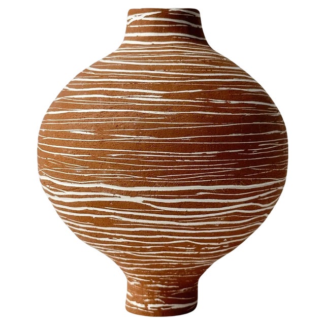 No 13 Terracotta Moon Jar by Elena Vasilantonaki For Sale