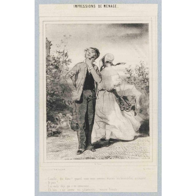 Paul Gavarni, Impressions of Ménage, Plate 1, Mid-19th Century, Lithograph For Sale - Image 3 of 3