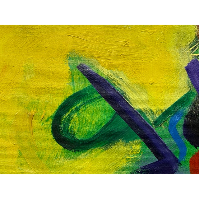 Late 20th Century Vibrant Abstract Acrylic on Canvas Painting, Signed For Sale In San Francisco - Image 6 of 12
