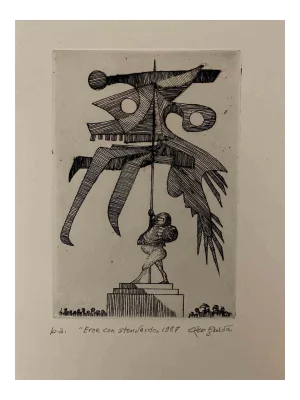 Leo Guida, Hero with the Banner, Original Etching, 1987