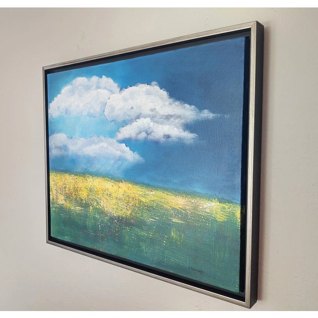 "Poppies and Buttercups" Contemporary Original Impressionist Style Landscape Painting by Linda McDonough, Framed For Sale - Image 4 of 9