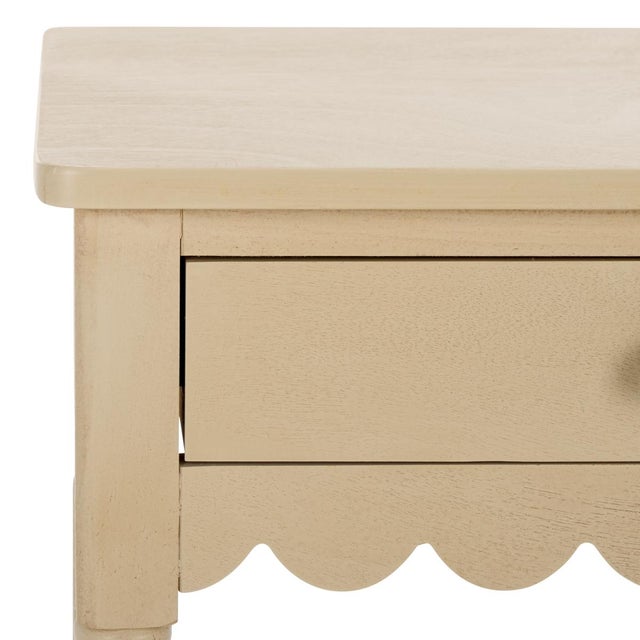 Spritely Home Haven Scalloped 1 Top Drawer Accent Table in Natural For Sale - Image 4 of 10