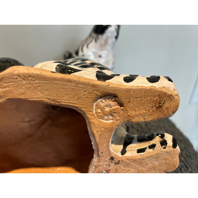 Black 1960s Italian Glazed Terracotta Zebra Sculpture For Sale - Image 8 of 11