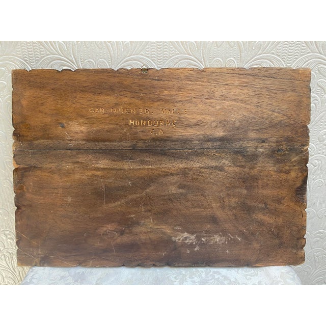 Mid Century Hand Carved Aztec Tribal Honduras Wood Wall Art For Sale - Image 9 of 11