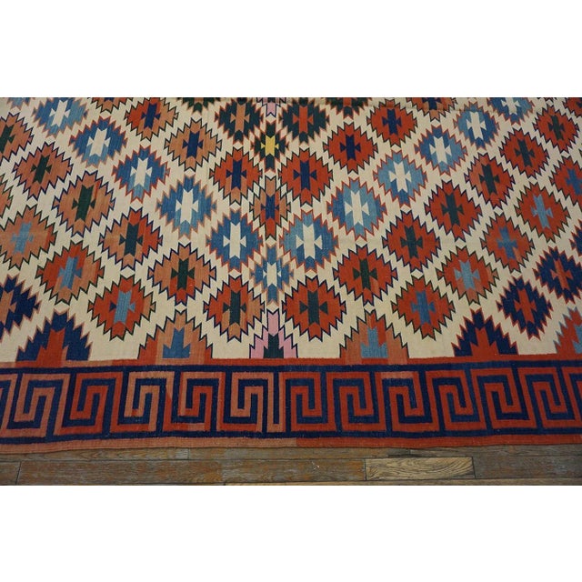 1940s 1940s Earth Tone Medallion Tribal Antique Dhurrie Kilim Cotton Rug 8' 9''x 13' 8'' Carpet For Sale - Image 5 of 8