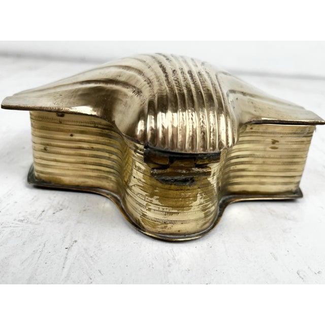 Metal Vintage Brass Shell Box For Sale - Image 7 of 11
