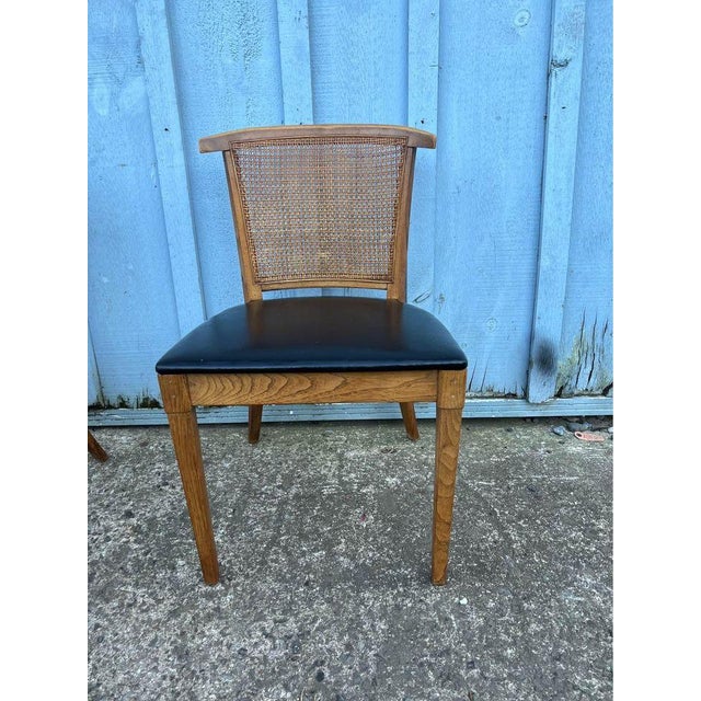 Mid 20th Century Set of Three Vintage Walnut Cane Back Dining Chairs For Sale - Image 4 of 5