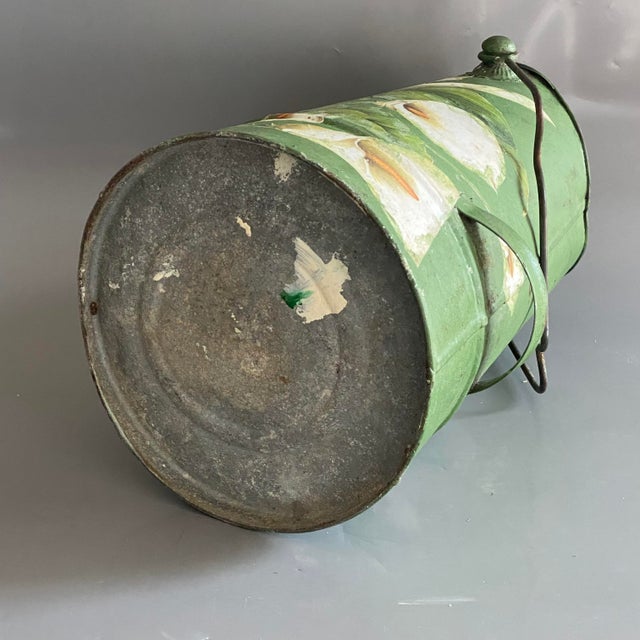 1920s Vintage Hand Painted Calla Lily Folwers Fireplace Coal Scuttle Bucket, Cca 1930, 1920s For Sale - Image 5 of 18