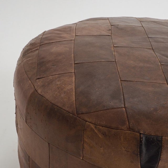 Vintage Leather Patchwork Ottoman, 1960s For Sale - Image 14 of 15