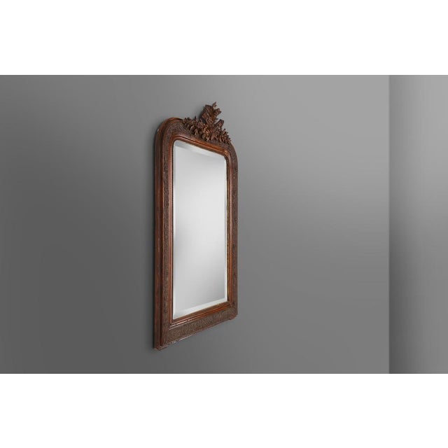 Wood Louis Philippe Mirror in Plaster and Wood with Handcrafted Decorations, France, 1890s For Sale - Image 7 of 12