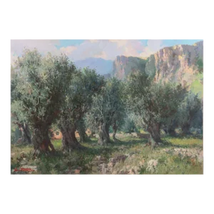 'Olive Groves, Mallorca' by Jose Ventosa Domenech, San Jorge School, Barcelona, Catalonia, Majorca, Large Oil Landscape