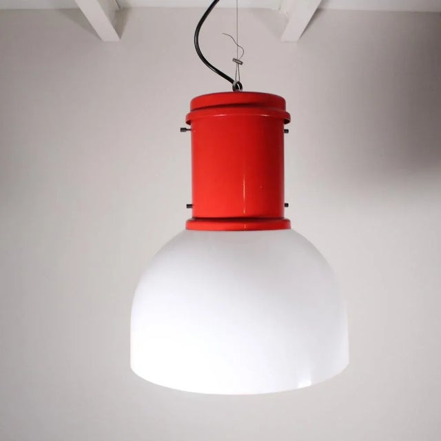 Small Red Ceiling Lamp by Roberto Menghi Fontana Arte For Sale - Image 9 of 12