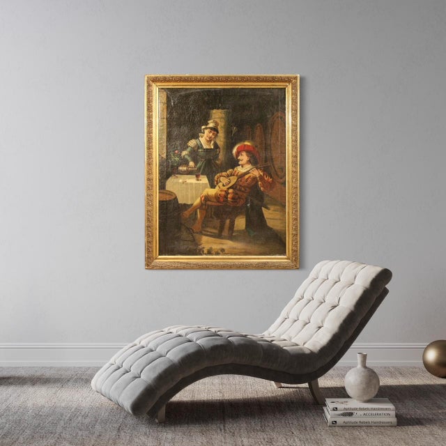 Italian Artist, Interior Scene, 1920, Oil on Canvas, Framed For Sale - Image 10 of 15