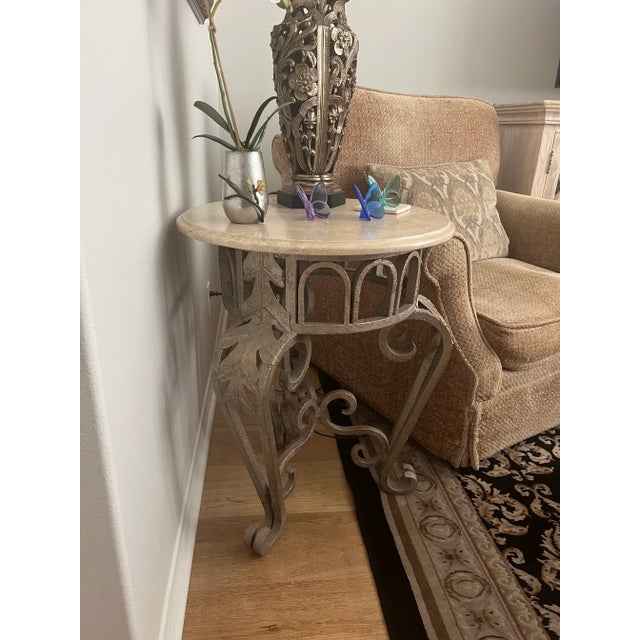 French End Table, Round Rot Iron For Sale - Image 3 of 6