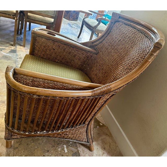 1970s Vintage Rattan Wicker Lounge Chair For Sale - Image 4 of 9