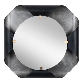 Mirror in Curved Metal and Golden Brass, 1970s For Sale